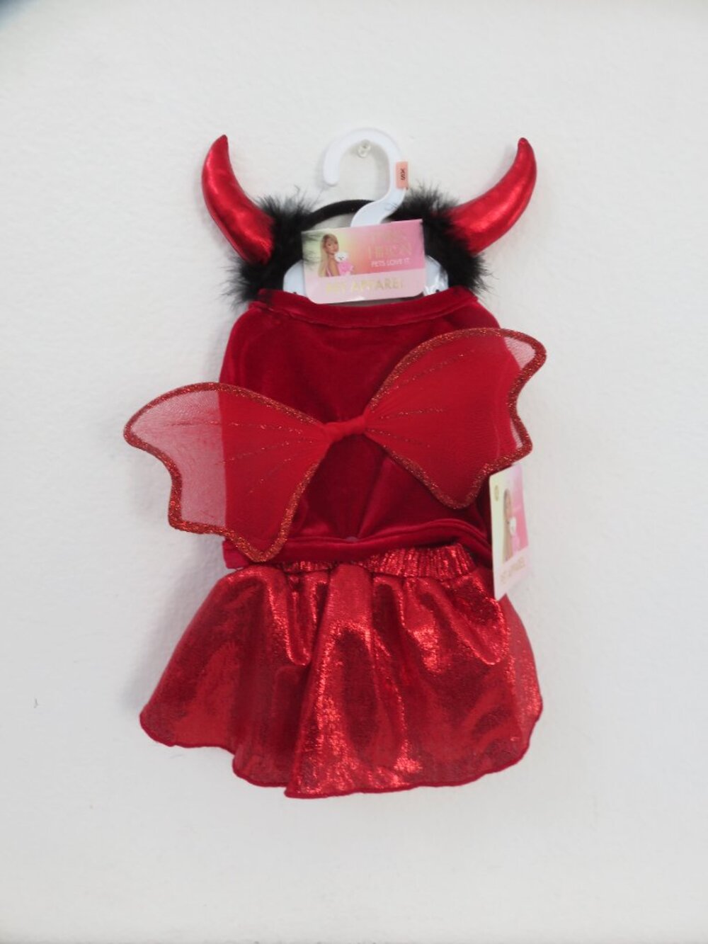 (#143) Paris Hilton Red 3pc set Pet Apparel Costume Devil Size XS